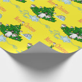 Kerstmis Pinguïn Gele Inpakpapier (Hoek)