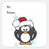 Kerstmis Pinguin Gift Label Sticker (Voorkant)