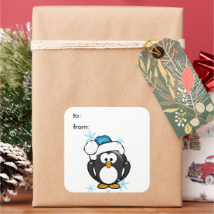 Kerstmis Pinguin Gift Label Sticker