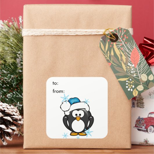 Kerstmis Pinguin Gift Label Sticker (Feestdagen)