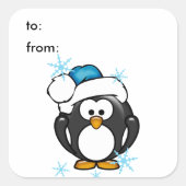 Kerstmis Pinguin Gift Label Sticker (Voorkant)