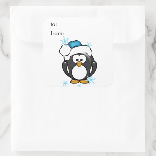 Kerstmis Pinguin Gift Label Sticker (Tas)