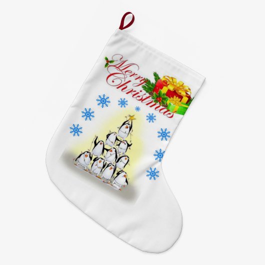 Kerstmis, pinguïn grote kerstsok (Voorkant (Hangend))