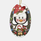 Kerstmis Pinguin Holiday Wreath Keramisch Ornament (Links)