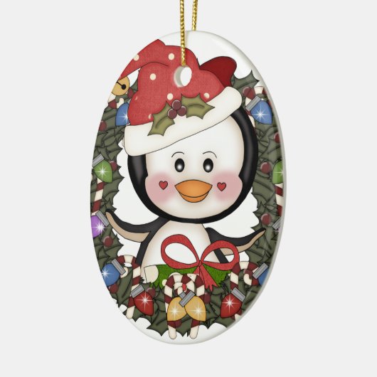 Kerstmis Pinguin Holiday Wreath Keramisch Ornament (Links)