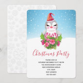 Kerstmis-pinguïn in Santa Hat Party Kaart (Voorkant / Achterkant)