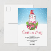 Kerstmis-pinguïn in Santa Hat Xmas Party Uitnodiging Briefkaart (Voorkant / Achterkant)