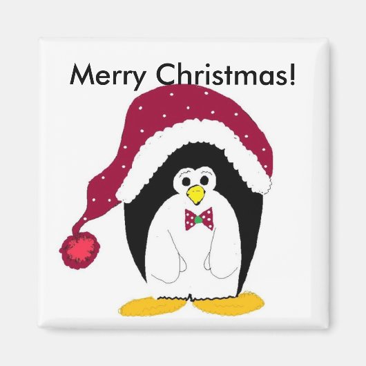 Kerstmis Pinguïn - magneet (Voorkant)