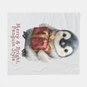 Kerstmis Pinguïn Merry & Bright Fleece Deken (Voorkant (Horizontaal))