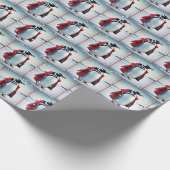 Kerstmis pinguïn met rode jas cadeaupapier (Hoek)