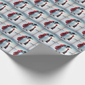 Kerstmis pinguïn met rode jas cadeaupapier (Hoek)