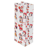 Kerstmis Pinguïn naam Wijn Cadeautas (Voorkant Gekanteld)