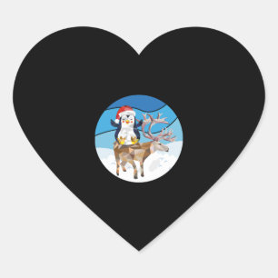 Kerstmis Pinguïn paardrijden een eland Hart Sticker