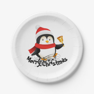 Kerstmis pinguïn papieren bordje