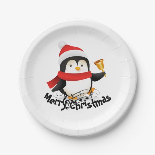 Kerstmis pinguïn  papieren bordje (Voorkant)