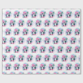 Kerstmis Pinguin Roze Pet Waterverf Cadeaupapier (Vlak)