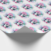 Kerstmis Pinguin Roze Pet Waterverf Cadeaupapier (Hoek)