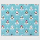 Kerstmis-pinguïn: stroompatroon cadeaupapier (Vlak)