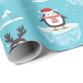 Kerstmis-pinguïn: stroompatroon cadeaupapier (Rol Hoek)