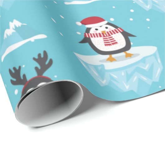 Kerstmis-pinguïn: stroompatroon cadeaupapier (Rol Hoek)