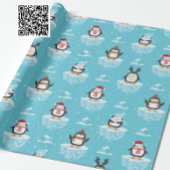 Kerstmis-pinguïn: stroompatroon cadeaupapier