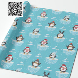 Kerstmis-pinguïn: stroompatroon cadeaupapier