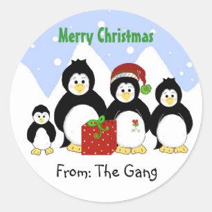 Kerstmis pinguïn van ons allemaal ronde sticker