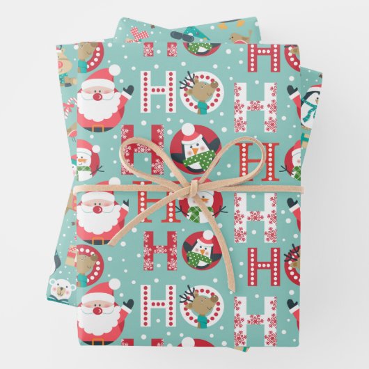 Kerstmis Pinguïns, Sneeuwmannen, Kerstman op Groen Inpakpapier Vel (In situ)