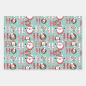 Kerstmis Pinguïns, Sneeuwmannen, Kerstman op Groen Inpakpapier Vel (Voorkant)