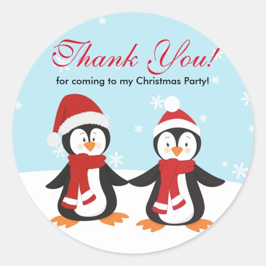 Kerstmis Pinguïns Vakantie Dank u Sticker (Voorkant)