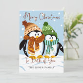 Kerstmis-pinguïns Winter-feestdag Feestdagenkaart (Staand voorkant)