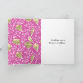 Kerstmis Pink Gouden Diamanten Kaart (Binnen)
