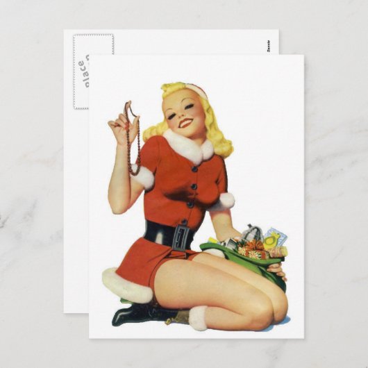 Kerstmis Pinup Feestdagenkaart (Voorkant / Achterkant)