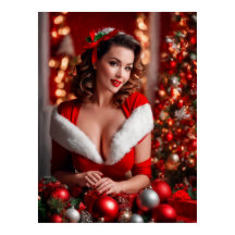 Kerstmis Pinup Santa Claus Lady