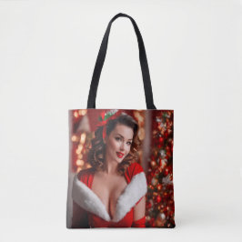 Kerstmis Pinup Santa Claus Lady Tote Bag