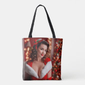 Kerstmis Pinup Santa Claus Lady Tote Bag (Achterkant)