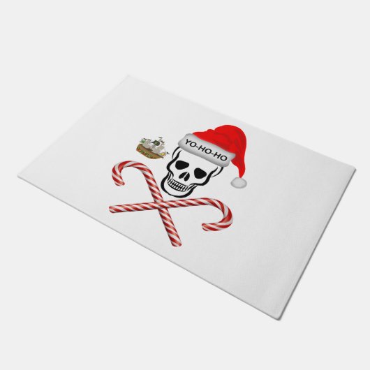 Kerstmis, piraatschedel deurmat (Schuin)