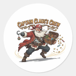 Kerstmis Piratenbemanning van Kapitein Claus Ronde Sticker