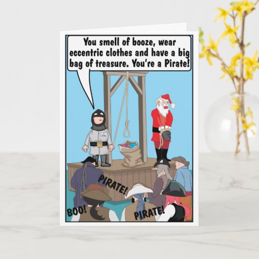 KERSTMIS PIRATENGRAP KAART (Gele Bloem)