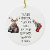 Kerstmis Pistool Liefhebber Rendier Namen Keramisch Ornament (Voorkant)