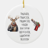 Kerstmis Pistool Liefhebber Rendier Namen Keramisch Ornament (Achterkant)