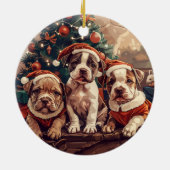 Kerstmis Pit Bull Puppy Honden Keramisch Ornament (Achterkant)