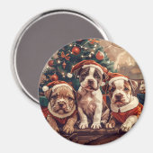 Kerstmis Pit Bull Puppy Honden Magneet (Voorkant / Achterkant)
