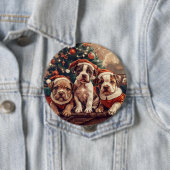Kerstmis Pit Bull Puppy Honden Ronde Button 4,0 Cm (In situ)