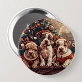 Kerstmis Pit Bull Puppy Honden Ronde Button 4,0 Cm (Voorkant /achterkant)