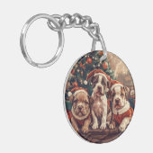Kerstmis Pit Bull Puppy Honden Sleutelhanger (Voorkant Links)