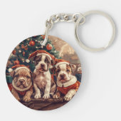 Kerstmis Pit Bull Puppy Honden Sleutelhanger (Achterkant)