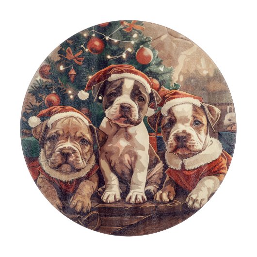 Kerstmis Pit Bull Puppy Honden Snijplank (Voorkant)