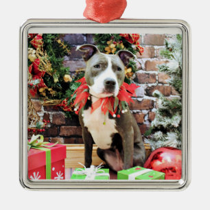 Kerstmis - Pitbull - Charm Metalen Ornament