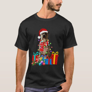 Kerstmis Pitbull Hond Xmas Lichten Kerstman Hoed P T-shirt